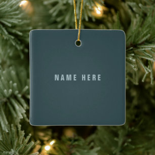 Stylish Modern Looking Name   Blue Grey Ceramic Ornament