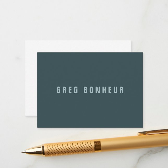 Stylish Modern Looking Name | Blue Grey Enclosure Card (Front/Back In Situ)