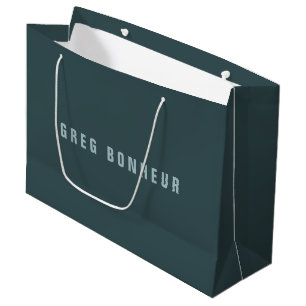 Stylish Modern Looking Name Blue Grey Large Gift Bag