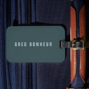 Stylish Modern Looking Name   Blue Grey Luggage Tag