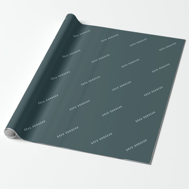 Stylish Modern Looking Name | Blue Grey Wrapping Paper (Unrolled)