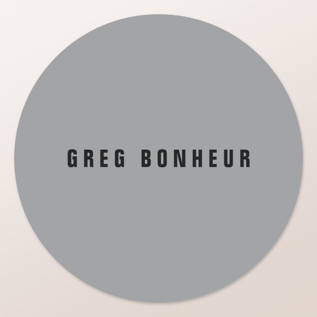Stylish Modern Looking Name | Grey & Black Classic Round Sticker (Creator Uploaded)