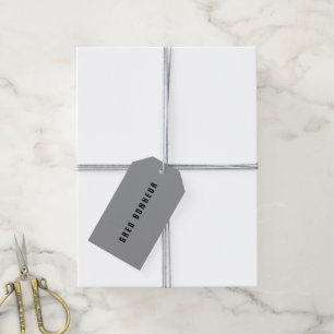 Stylish Modern Looking Name Grey & Black Gift Tags
