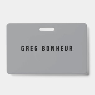 Stylish Modern Looking Name   Grey & Black ID Badge