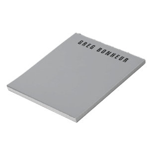 Stylish Modern Looking Name Grey & Black Notepad