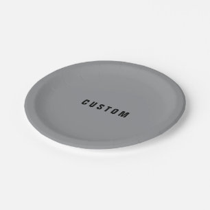 Stylish Modern Looking Name Grey & Black Paper Plate