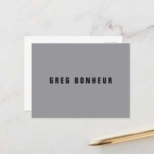 Stylish Modern Looking Name   Grey & Black Postcard