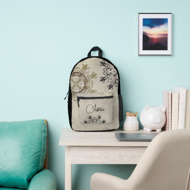 Stylish Modern Mandala Personalised Printed Backpack (Insitu)