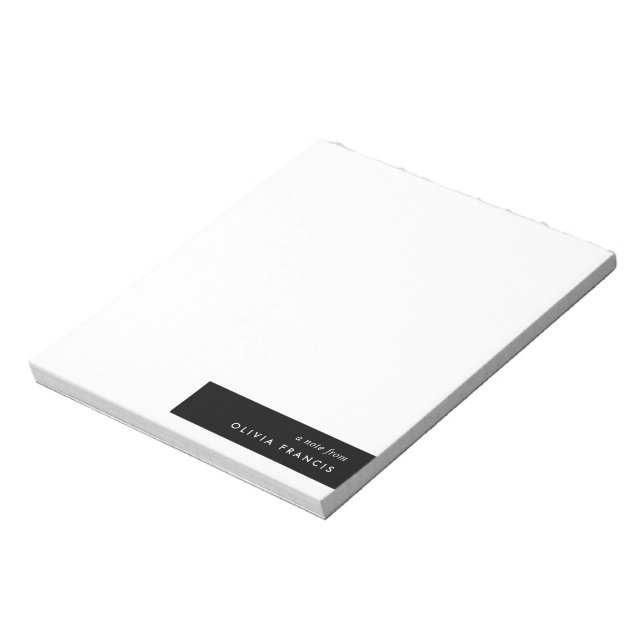 Stylish Modern Minimal Simple Black and White Notepad (Rotated)