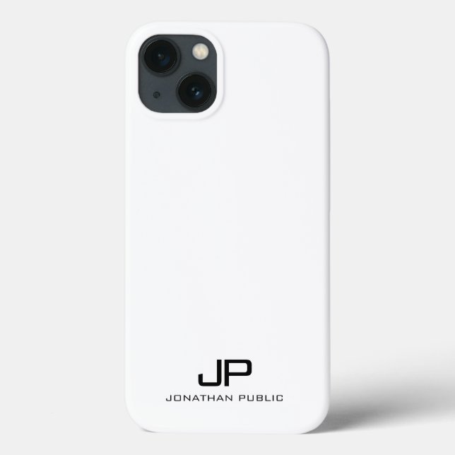 Stylish Modern Minimalist Black And White Monogram Case-Mate iPhone Case (Back)