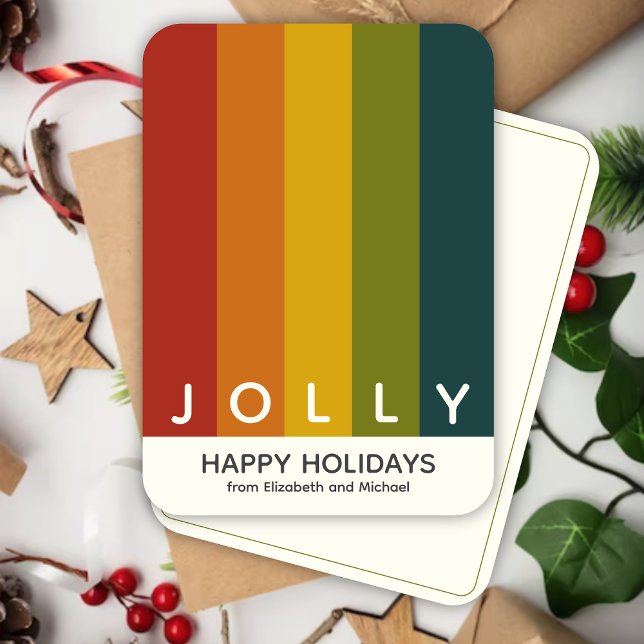 Stylish Modern Minimalist Colour Stripes Christmas Holiday Card (Creator Uploaded)