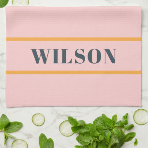 Stylish Modern Minimalist Colourful Retro Pink  Tea Towel