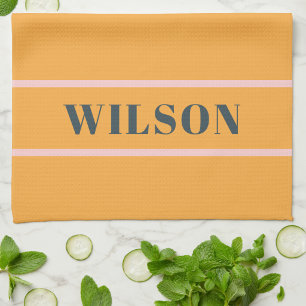 Stylish Modern Minimalist Retro Orange & Pink Tea Towel