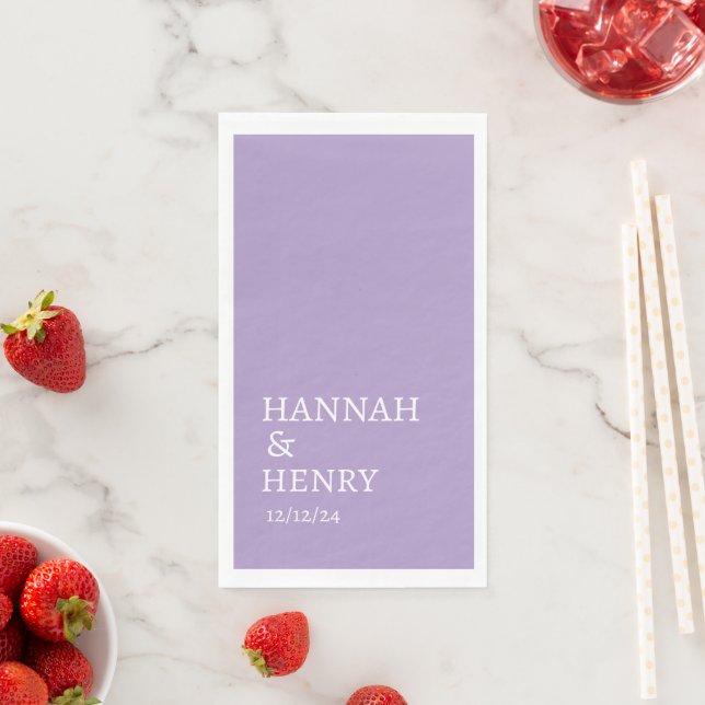STYLISH MODERN MINIMALIST SCRIPT LIGHT PURPLE WEDD NAPKIN (Insitu)