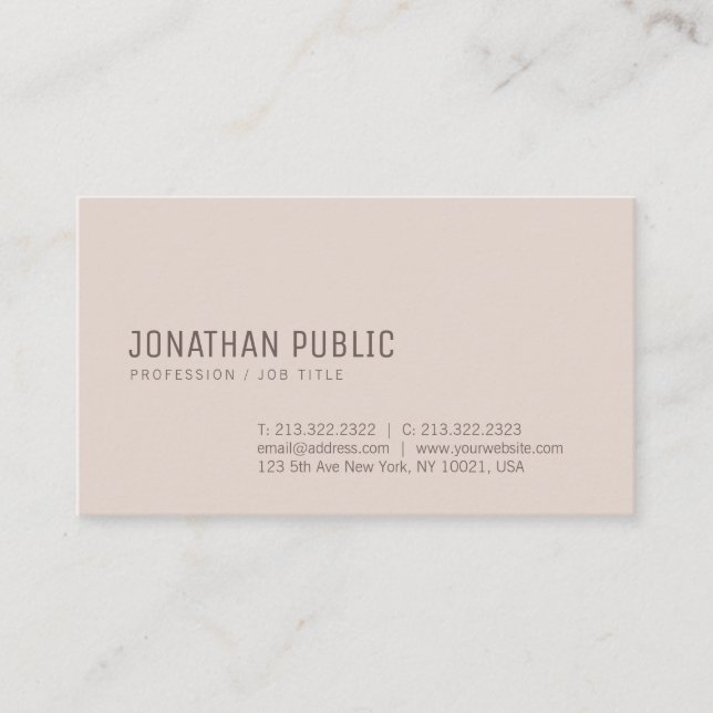 Stylish Modern Minimalist Template Elegant Colours Business Card (Front)