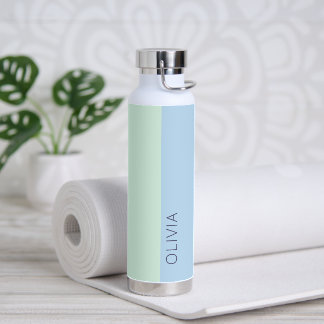 Stylish Modern Mint Green Blue Pastel Minimalist W Water Bottle