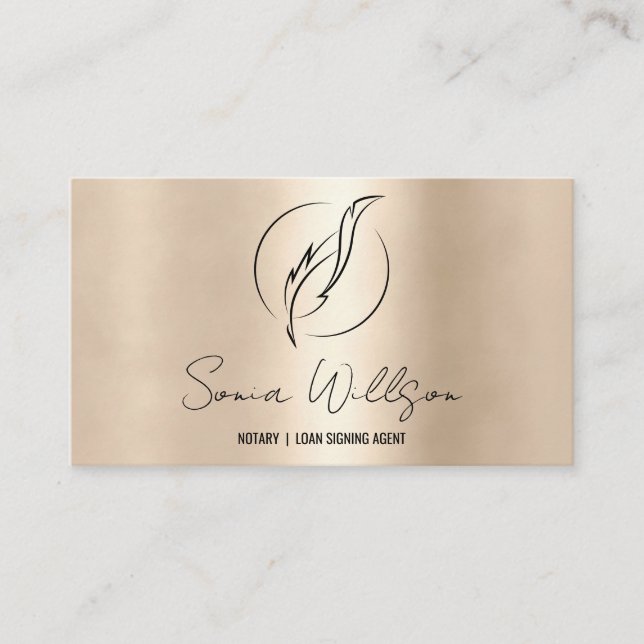 Stylish Modern Mobile Notary & Loan Signing Agent Business Card (Front)