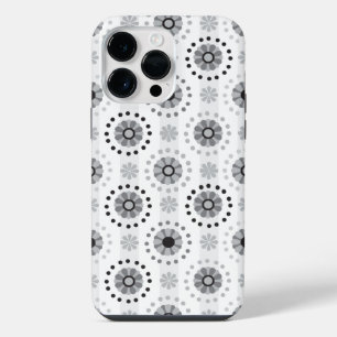 Stylish modern monochrome floral pattern iPhone 14 pro max case