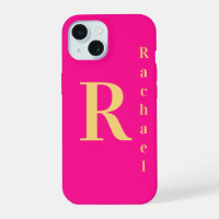 Stylish Modern Monogram Name Hot Pink