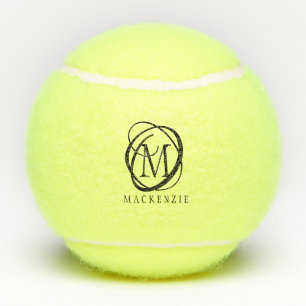 Stylish Modern Monogram Name Tennis Balls