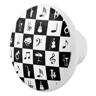 Stylish Modern Music Notes and Instruments Ceramic Knob