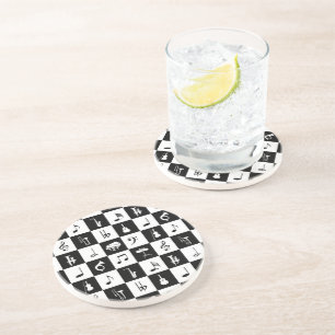 Stylish Modern Music Notes and Instruments Coaster