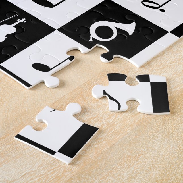 Stylish Modern Music Notes and Instruments Jigsaw Puzzle (Side)