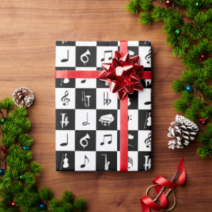 Stylish Modern Music Notes and Instruments Wrapping Paper