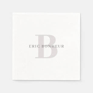 Stylish Modern Name & Monogram Napkin