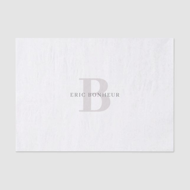 Stylish Modern Name & Monogram Tissue Paper (Front)