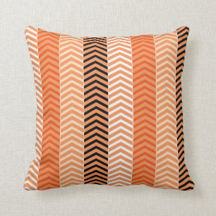 Stylish Modern Orange Variegated Chevron Stripes Cushion