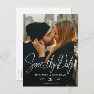 Stylish Modern Photo Save the Date Wedding Announcement Postcard