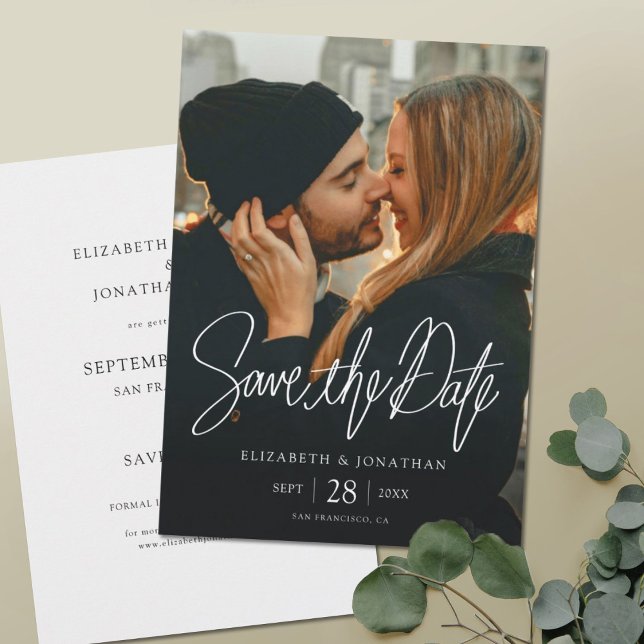Stylish Modern Photo Save the Date Wedding Card (Creator Uploaded)