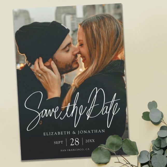 Stylish Modern Photo Save the Date Wedding Magnetic Invitation (Creator Uploaded)