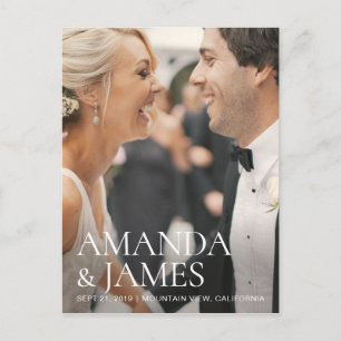 Stylish Modern Photo Wedding Save the Date Custom Announcement Postcard
