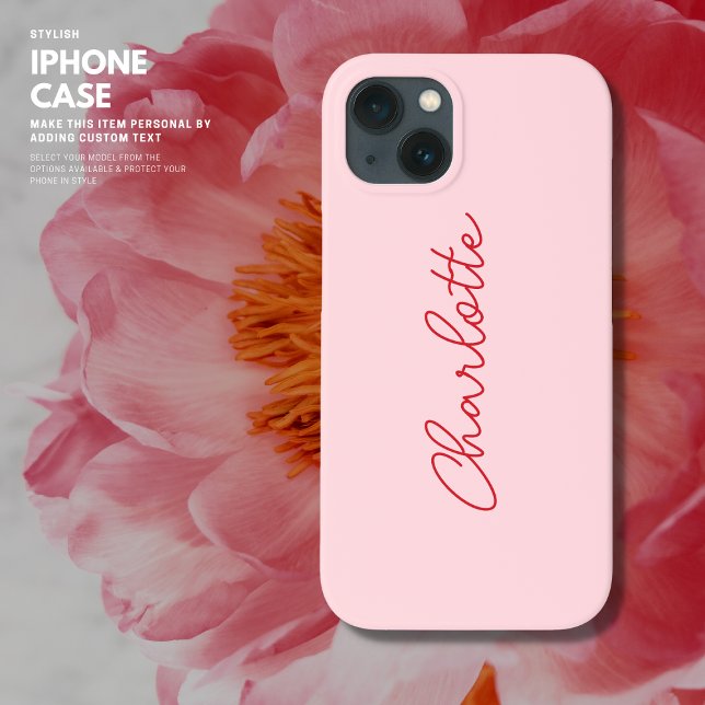 Stylish Modern Pink and Red Script Case-Mate iPhone Case (Creator Uploaded)