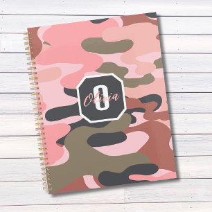 Stylish Modern Pink Green Camouflage, Personalised Planner