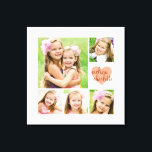Stylish Modern Pink Heart Personalised Photo Canvas Print<br><div class="desc">Elegant, modern photo template featuring your favourite photos. It contains 5 square photo slots. Ideal for sisters, daughters and best friends. Perfect gift ideas for mother's day and birthdays! Personalise it with girls names or monograms. White frame and light pink heart. ***PLEASE NOTE that if you change the font or...</div>