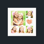 Stylish Modern Pink Heart Personalised Photo Canvas Print<br><div class="desc">Elegant, modern photo template featuring your favourite photos. It contains 5 square photo slots. Ideal for sisters, daughters and best friends. Perfect gift ideas for mother's day and birthdays! Personalise it with girls names or monograms. White frame and light pink heart. ***PLEASE NOTE that if you change the font or...</div>