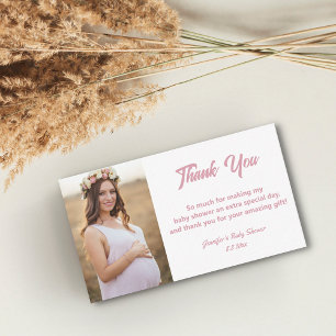 stylish modern pink  thank you baby shower photo card