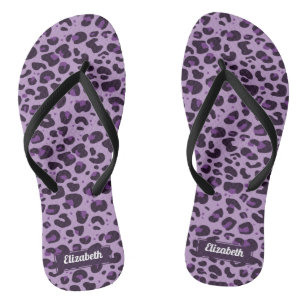 Stylish modern purple leopard spots with name jandals