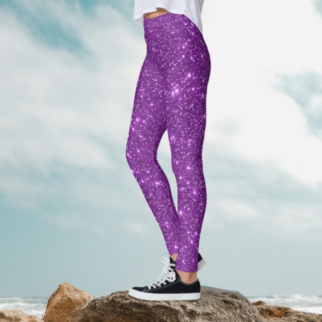 Stylish Modern Purple Monochrome Sparkle Glitter  Leggings (Creator Uploaded)
