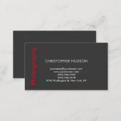Stylish Modern Red Grey Photography Business Card (Front/Back)