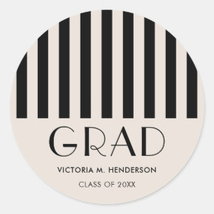 Stylish Modern Retro Graduation Party Classic Round Sticker