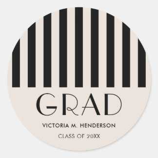 Stylish Modern Retro Graduation Party Classic Round Sticker