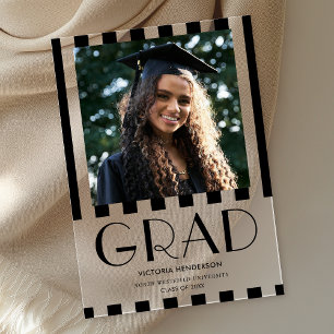 Stylish Modern Retro Photo Graduation Announcement