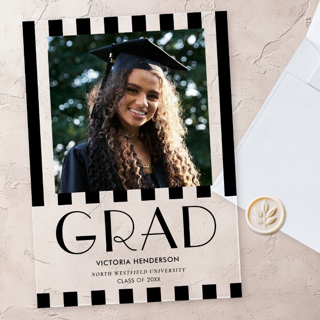 Stylish Modern Retro Photo Graduation Announcement (Creator Uploaded)