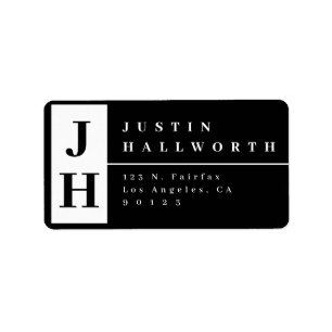 Stylish Modern Return Address Black & White Label