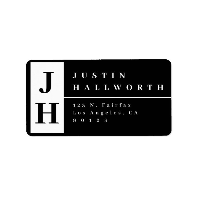 Stylish Modern Return Address Black & White Label (Front)