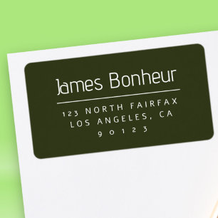 Stylish Modern Return Address Dark Green & White Label